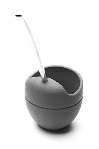 BALIBETOV Moderne Yerba Mate-kalebas [Mate Cup] Gemaakt van siliconen - met Bombilla (Yerba Mate Straw) - Onbreekbaar Ideaal voor thuis, op het werk of als reisgenoot - BPA-vrij (GRIJS)