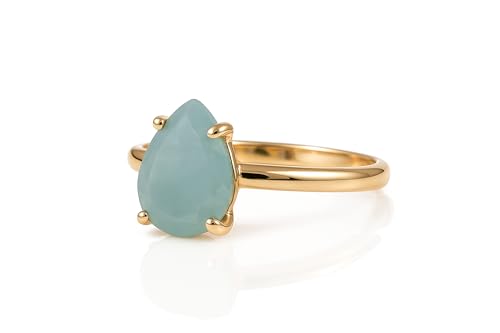 Bague aigue-marine or rose 14k solitaire Anémone pour bijoux de tous les jours
