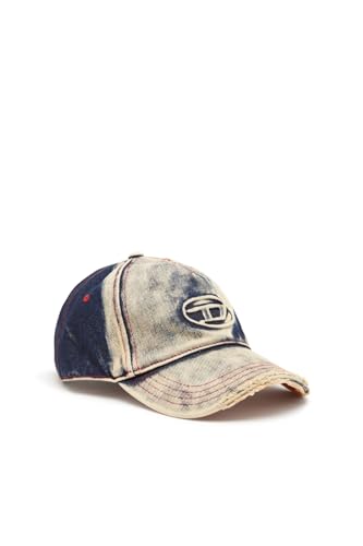 Diesel Mens C-Seymon Multicolor Denim Baseball Cap Distressed Cotton Hat with Logo Adjustable Strap