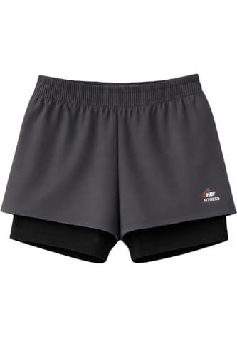 Image of Women's 2-in-1 Running Shorts | Quick-Dry Double Layer Gym Workout Shorts | Inner Compression Liner + Pockets | Lightweight Breathable Athletic Sports Shorts for Training Yoga