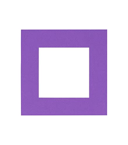 10x10 Mat Bevel Cut for 6x6 Photos - Precut Purple Square Shaped Photo Mat Board Opening - Acid Free Matte to Protect Your Pictures - Bevel Cut for Family Photos, Pack of 1 Matboard Show Kit With Acid