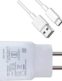 Image of The Black Store Original 18W Type-C Charger for Samsung A31|A 31|M11|Tab S6 Lite|A31|A41|M21 Charger|Qualcomm QC 3.0 Quick CAF, Rapid, Dash, VOOC, USB Type C(Adapter & Cable)-White (83S000734)