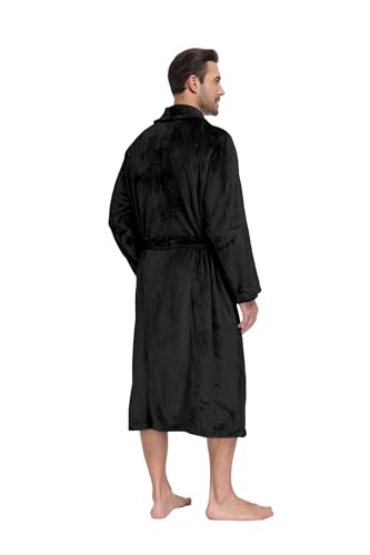 RONGTAI Mens Plush Long Robe Soft and Warm Full Length Bathrobe4