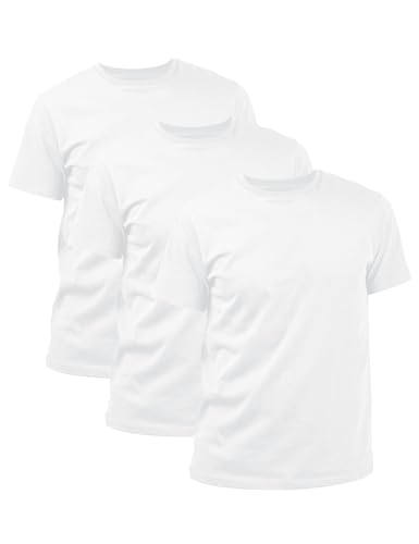 Basic Treasure Lot de 2/3 t-Shirts à Manches Courtes ou à Manches Longues pour Homme, 3 x Blanc - Manches Courtes, XL