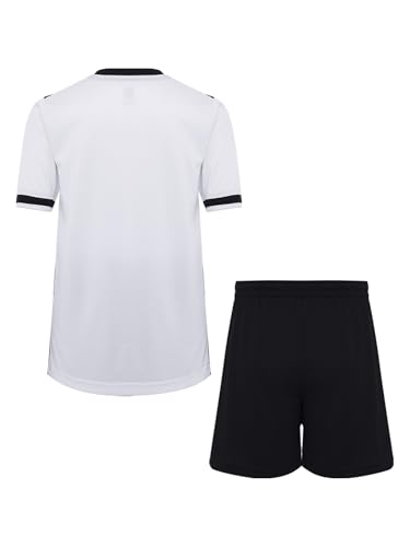 Kids Boys Soccer Uniform Sports 2 Piece Short-Sleeve V-Neck T-Shirt and Elastic Shorts for Football Training2