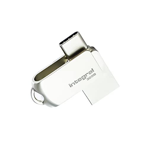 Integral 32GB 360-Dual USB 3.2 Gen 1 Type C and Type A Flash Drive with Solid Metal Casing
