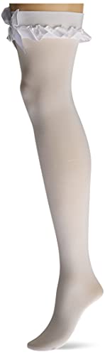 Leg Avenue Women's Opaque Thigh Highs with Satin Ruffle Trim and Bow
