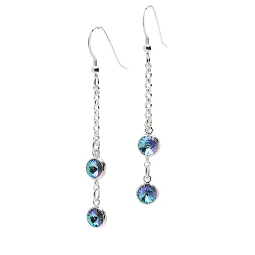 pewterhooter Vintage Starlight Austrian Crystal Sterling Silver Drop Earrings for Women with Gift Box