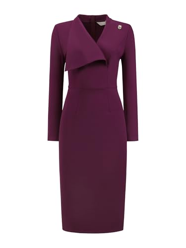 Women's Elegant Pencil Dress Lapel V Neck Long Sleeve 2025 Trendy Work Knee Length Dresses