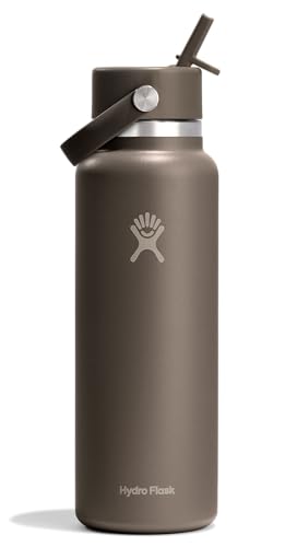 Image of Hydro Flask Water Bottle - Insulated Stainless Steel - Wide Mouth Flex Straw Lid, Non Spill, Leakproof and Refillable in 40 Oz Sandpiper
