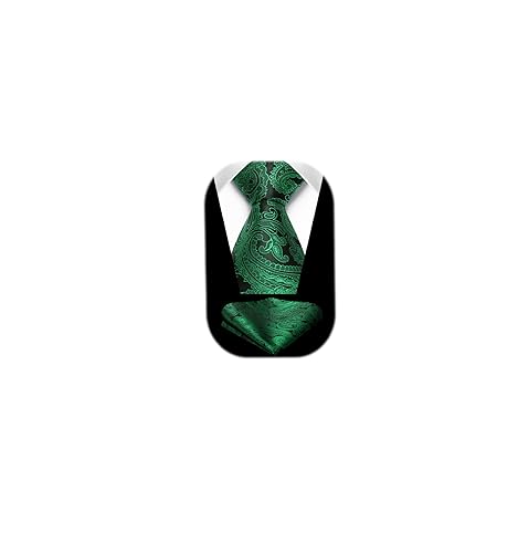 Image of HISDERN Ties for Men Paisley Floral Tie Handkerchief Classic Woven Business Formal Necktie and Pocket Square Set Wedding