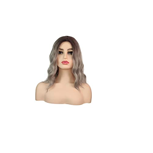 Burgundy Wig With Bangs Natural Look en fibre thermorésistante haute performance