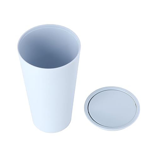 Bote de basura mini de escritorio con tapa giratoria azul miniatura 2