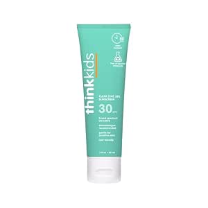 Thinkkids Mineral Kids Sunscreen SPF 30 with Clear Zinc Oxide, 3 Fl Oz