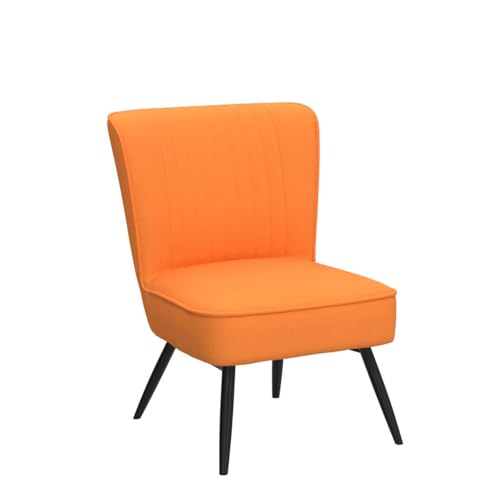 Alunaune Orange Accent Chair Set of 2 Upholstered Living Room Chairs Modern Bedroom Furniture Sets Armless Slipper Club Chair Guest Reception Couch Comfy Wingback Single Sofa - Image 5