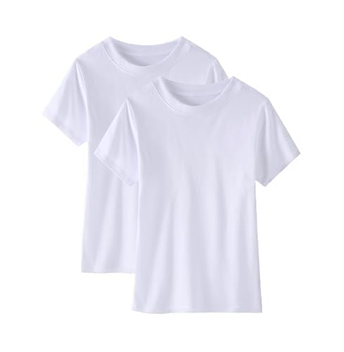 Huata Boys Girls T-Shirt Basic Basic Short Sleeve Crewneck Girls Tee 2 Packs