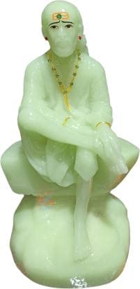 Sai Baba Idols for Car Dashboard Saibaba Statue for Home Décor-9Inch Decorative Showpiece - 23 cm (Marble, Green)
