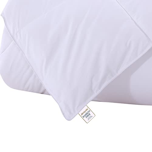 Royal Bedding Abripedic Bamboo Fiber Filled Blanket, Down Alternative Duvet Insert, 100% Cotton Shell, Breathable, Hypoallergenic, Full/Queen Size, White #TOP1