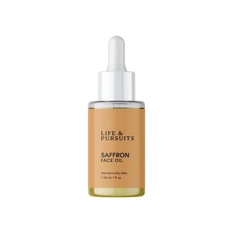 Life & Pursuits Saffron Face Oil 30 ml with Vitamin C, Squalane for Face Brightening, Moisturizing. Lightweight Ayurveda Daily Face Massage oil with Turmeric, Vitamin E Cover