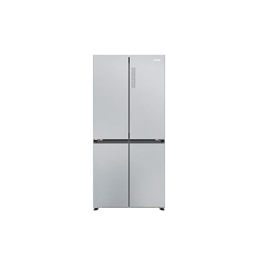 Haier Cube 83 Series 3 Freestanding American Fridge Freezer, 4 Doors, Total No Frost, E Class, Touch Display, Air Surround Technology, 467L Total Capacity, Gentle Silver, 83x65x182 cm - HCR3818ENMG