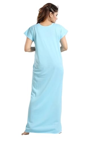 Image of Onekbhalo Women's- Full Sleeves-Feeding- Nursing- Maternity Nighty /Maxi /Gown /Nightdress /Nightwear- Hosiery Cotton Fabric- Floral Print- Embroidery with Zip
