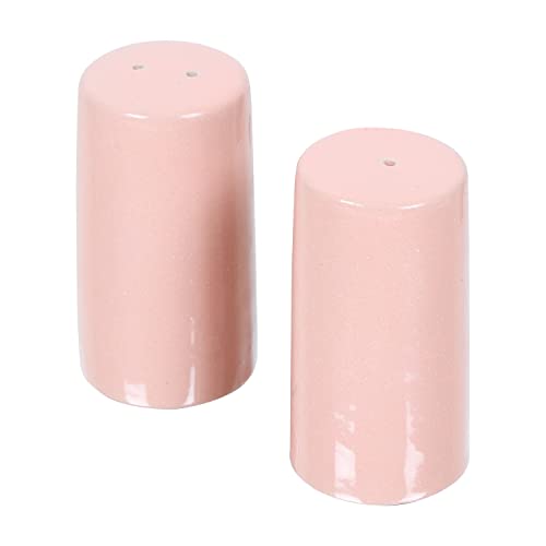 Image of QIMACPLUS Handcrafted Ceramic Salt and Pepper Shaker Set | Perfect Pour Holes for Kitchen, Dining Table, Picnic, Office, Restaurant, and Hotel | Set of 2 (Pink)