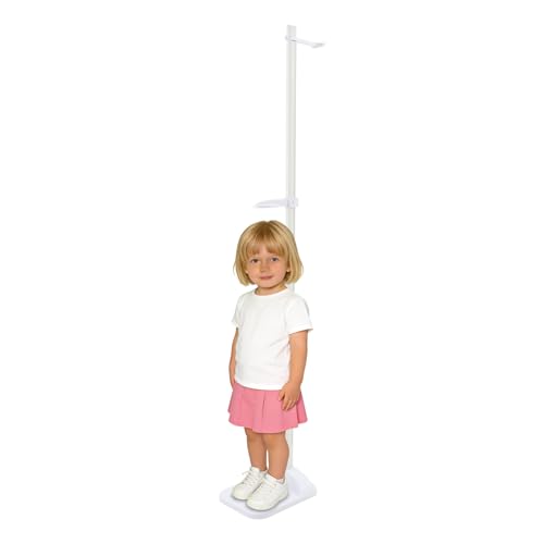 Altimetro portatile, bianco, alluminio/ABS, campo di misurazione 20-210 cm, doppia scala cm/pollici, base 45 x 32 cm, 2,9 kg, per casa, studio medico, palestra