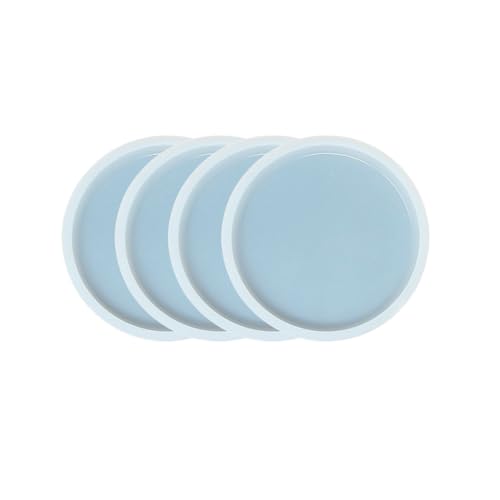 Image of R H Lifestyle Silicone Moulds Round Resin Art Mould Coaster Mould for Resin Art Epoxy Casting Mould Tray Photo Frame Mold Resin Coaster Mould Set of 4, 3 Inch