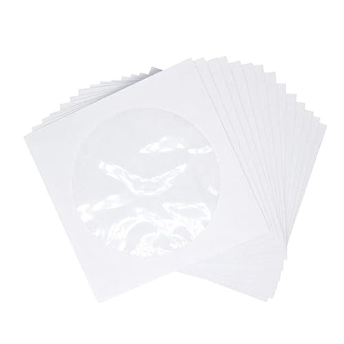 TEHAUX 100 Pcs CD with Transparent Window Dvd Paper Cases for Portable CD Organizer Bags for Home Cinema and Travel White