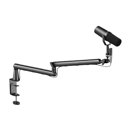 Bras de microphone articulé pour bureau avec pince réglable et support antichoc