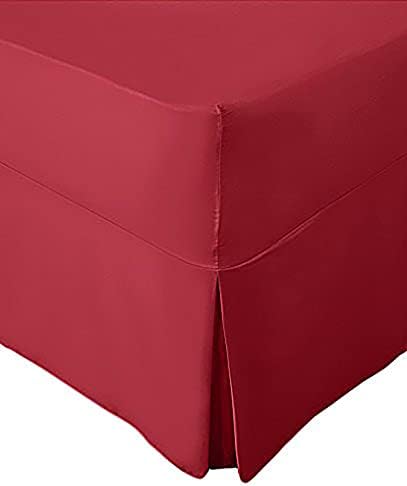 AmigoZone Extra Deep Non Iron Percale 180 Thread Count Fitted Valance Sheet Pleated (4FT Small Double, Grey)