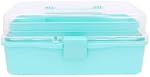 Craftelier - Organisateur de boîte de rangement artisanal avec poignée – Boîte d'art portable pour les arts & Artisanat, peinture, couture & Fournitures à hobby – Boîte à outils turquoise, 12.8" x 7.7" x 5.5"