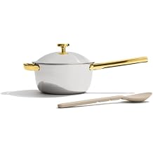 Our Place Mini Titanium Perfect Pot Pro | 2.75 Qt Cooking Pot with Lid & Silicone Spoon | PFAS-Free Nonstick, Fully-Clad Tri-Ply Stainless Steel & Aluminum | Induction & Oven-Safe up to 750F | Gold