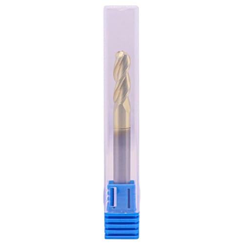 Image of 1 /4 inch 3 Flute Ball Nose Solid Carbide End Mill for Aluminum - ZrN Coated | 37 Degree Helix, 1 /4 inch Cutting Diameter, 1 /4 inch Shank Diameter, 3 /4 inch Length of Cut, 2-1 /2 inch Overall Length