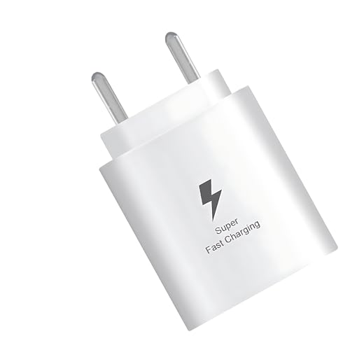 Image of MAK 25W Charger for Samsung Galaxy M34 5G Type C Charger Adapter Compatible with Galaxy M34 5G Charger, 25 Watt USB Type C to C Pd Charging Adapter C Type, White