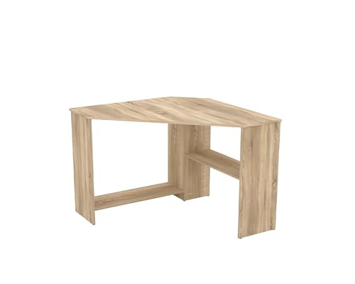 Kamazza Bureau d'angle 2 étagères 80 cm - TERKA - Chêne
