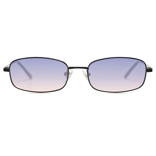 SOJOS Small Y2k Narrow Rectangle Sunglasses Womens Mens Retro 80s 90s UV400 Sunnies SJ1187, Black/Pink Gradien Purple