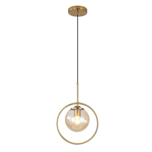 Suspension en verre sphérique pour éclairer un îlot de cuisine