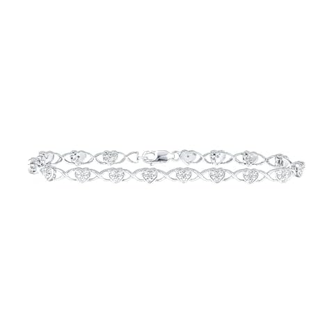 Diamond Heart Bracelet Sterling Silver 1/10 cttw in 7 Inches Cover