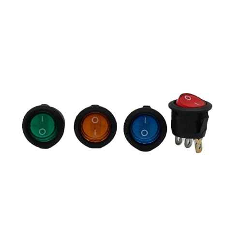 Bouton interrupteur 12V 16A rond encastrable 220V LED jaune x4