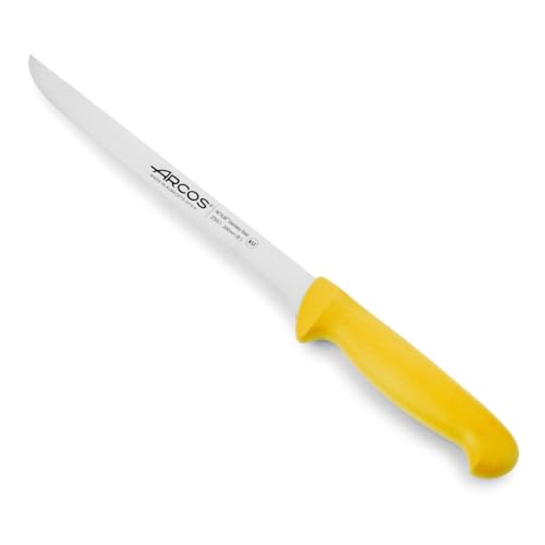 Arcos Filetiermesser mit Nitrum Edelstahlklinge 200 mm - Scharfes Messer für Fleisch und Fisch - Ergonomischer Griff aus Polypropylen - Gelb, Serie 2900