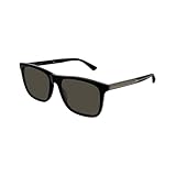 Gucci GG0381S 007 57MM Black/Grey Polarized Rectangular Sunglasses For Men For Women +BUNDLE with ACCESSORY EYEWEAR KIT