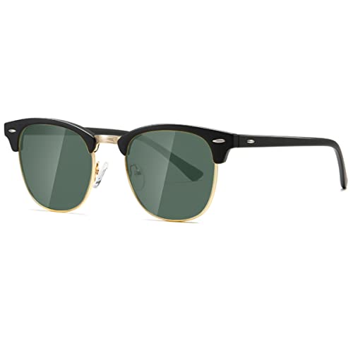 Image of AEVOGUE Polarized Semi Rimless Sunglasses for Men Women, Retro UV400 Sun Glasses for Driving Outdoor
