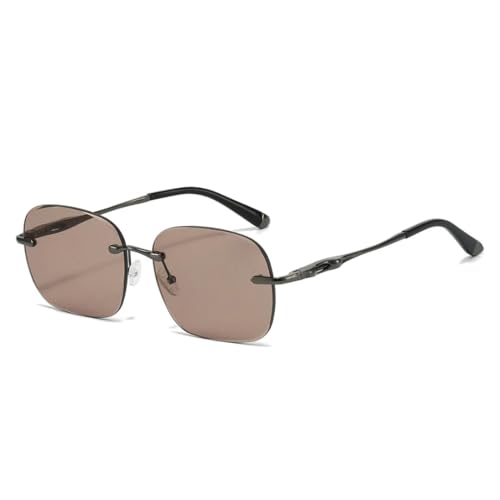 Lunettes de soleil ovales rétro sans monture UV400 pour un style d'été élégant