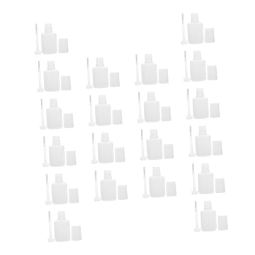 NOLITOY 20個 透明ブラシ付きネイルジェルボトル 携帯便利で漏れ防止 ネイルアート用詰め替え容器 ガールズやサロン向け