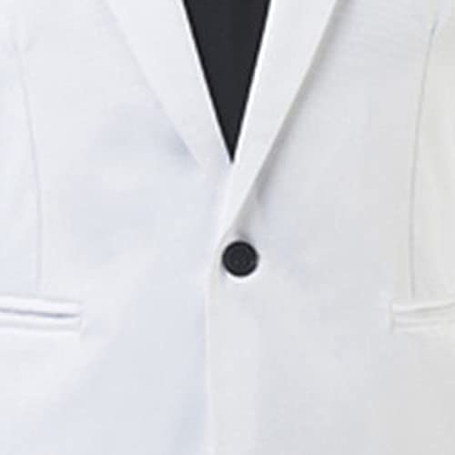 Costume d'affaires décontracté 2 pièces pour Hommes 1 Boutons Slim Fit Veste Costumes De Smoking Ensemble de Pantalon de Veste de Blazer Formel de Mariage (Blanche,L), Blanc - Image 6