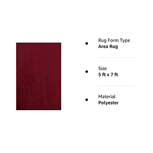 Ambiant Pet Friendly Solid Color Area Rugs Burgundy - 5' X 7' #TOP5