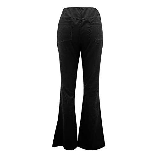 Women Corduroy Flare Pants Casual Slim Fit Elastic Waist Bell Bottoms Classic Stretchy Comfy Soft Pants Trousers4