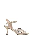 Azarey SANDALIA DORADA MULTICOLOR TACÓN FINO - (Talla 37)