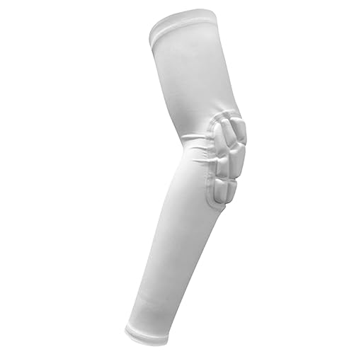 BRIGHTFUFU 1Pc Long Elbow Protector Sports Arm Sleeve for Outdoor Activities Breathable Protective Sleeve for Riding Basketball and More White
